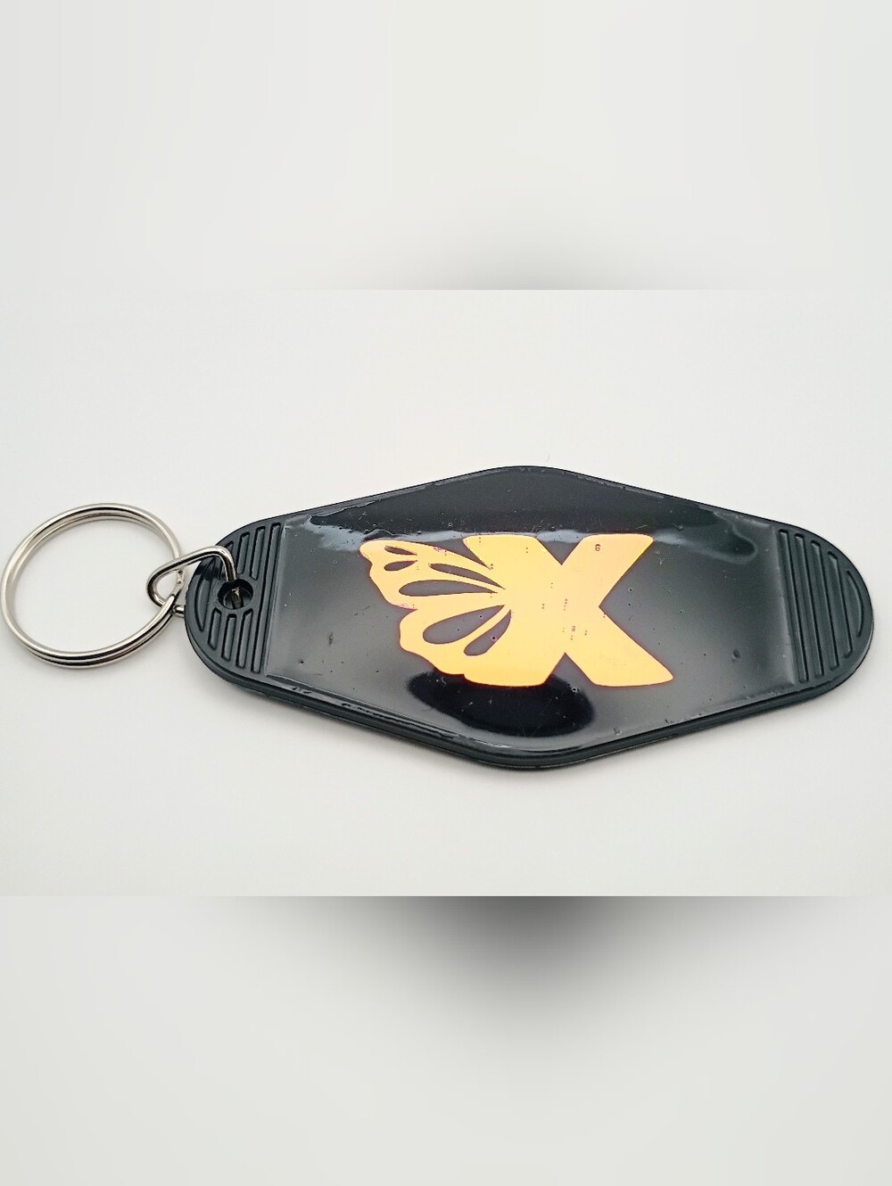 Motel Keychain Custom Retro Styled Butterfly Letter X Initial Keyring